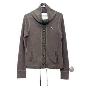 Abercrombie & Fitch Brown Button Up Sweatshirt Cardigan Turtleneck Women Medium